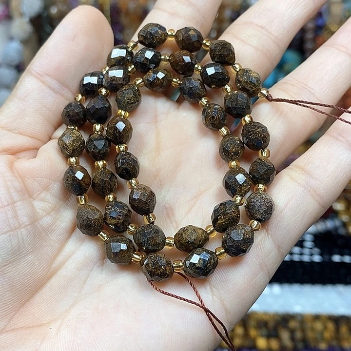 玛瑙/玉髓未镶嵌珠宝半成品天然古铜米切卡7*8mm