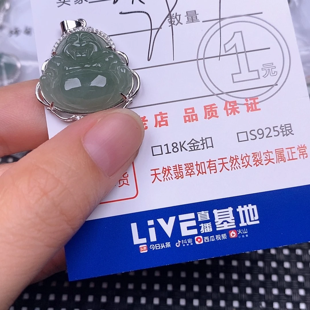 淡***定翡翠银S925镶嵌颈饰