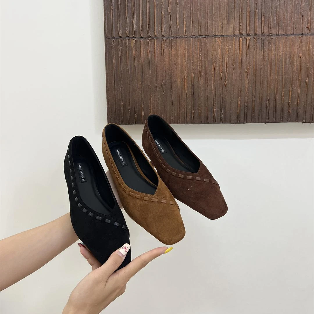 2025秋冬绒面复古内增高浅口单鞋韩版休闲一脚蹬软底方头豆豆鞋