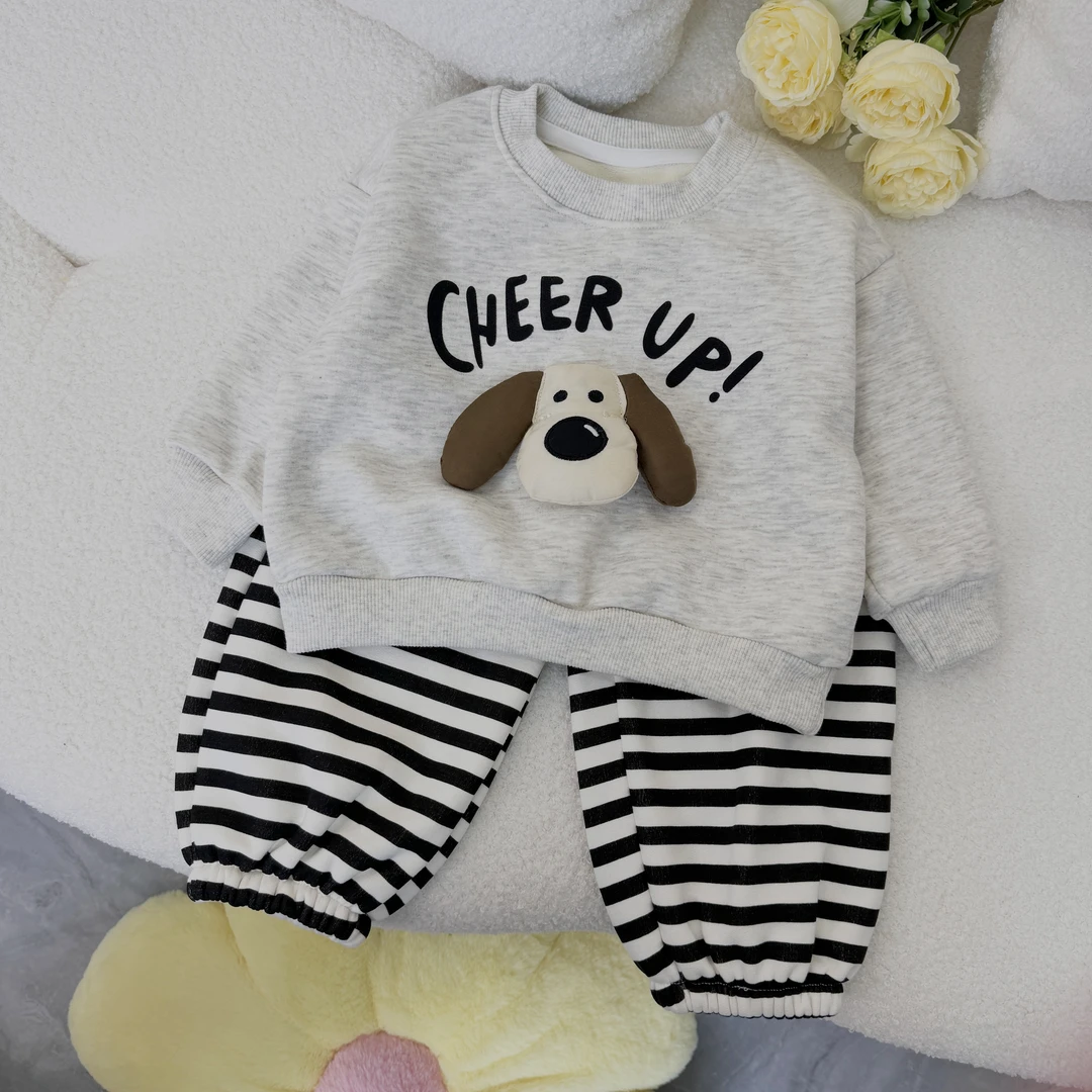 秋季新款套装儿童加绒卫衣两件套