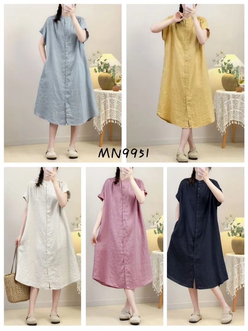501-545 夏款显瘦连衣裙休闲减龄宽松洋气百搭复古大码韩版裙子