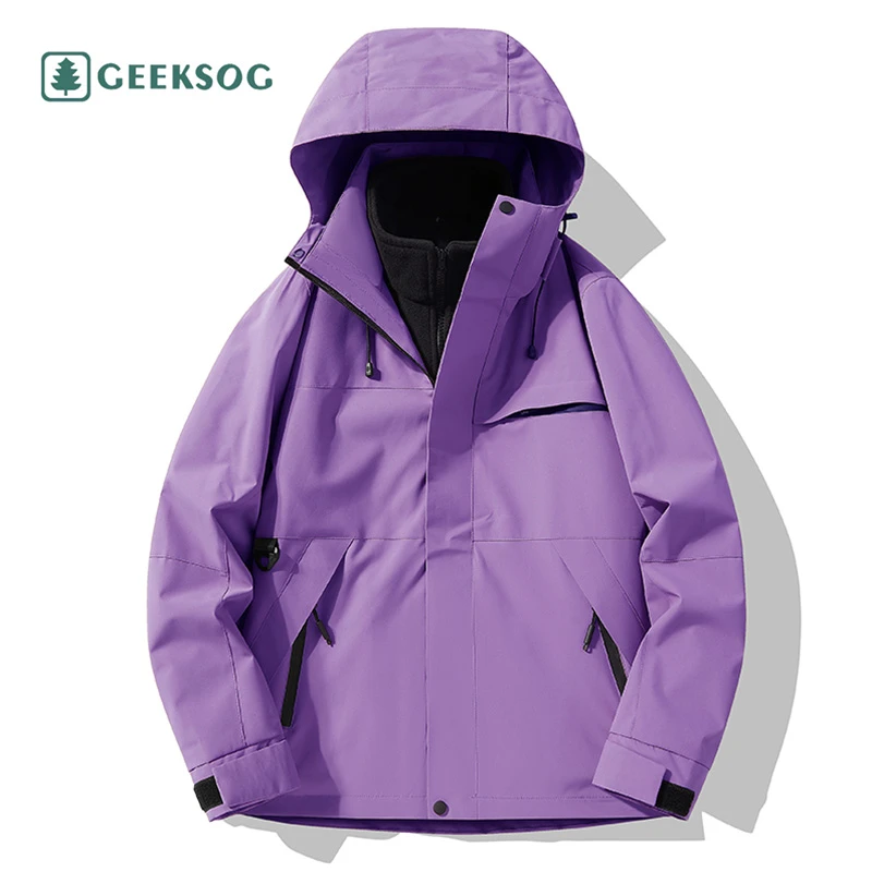 户外三合一抓绒内胆冲锋衣防风防水保暖男女同款旅游外套加绒加厚