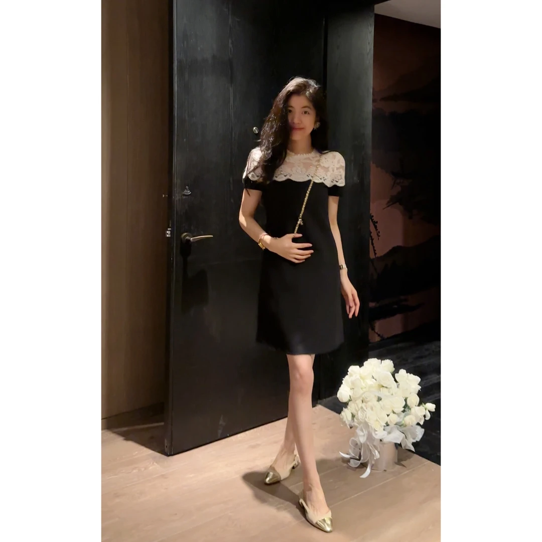 【N·COU】25夏新款【朝花夕拾】气质蕾丝拼接连衣裙DY22720