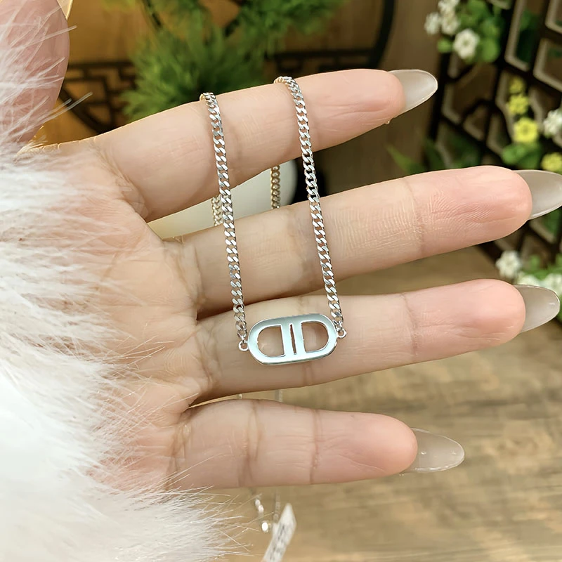 pt950铂金项链女款古巴猪鼻子项链铂金套链锁骨链侧身链生日礼物