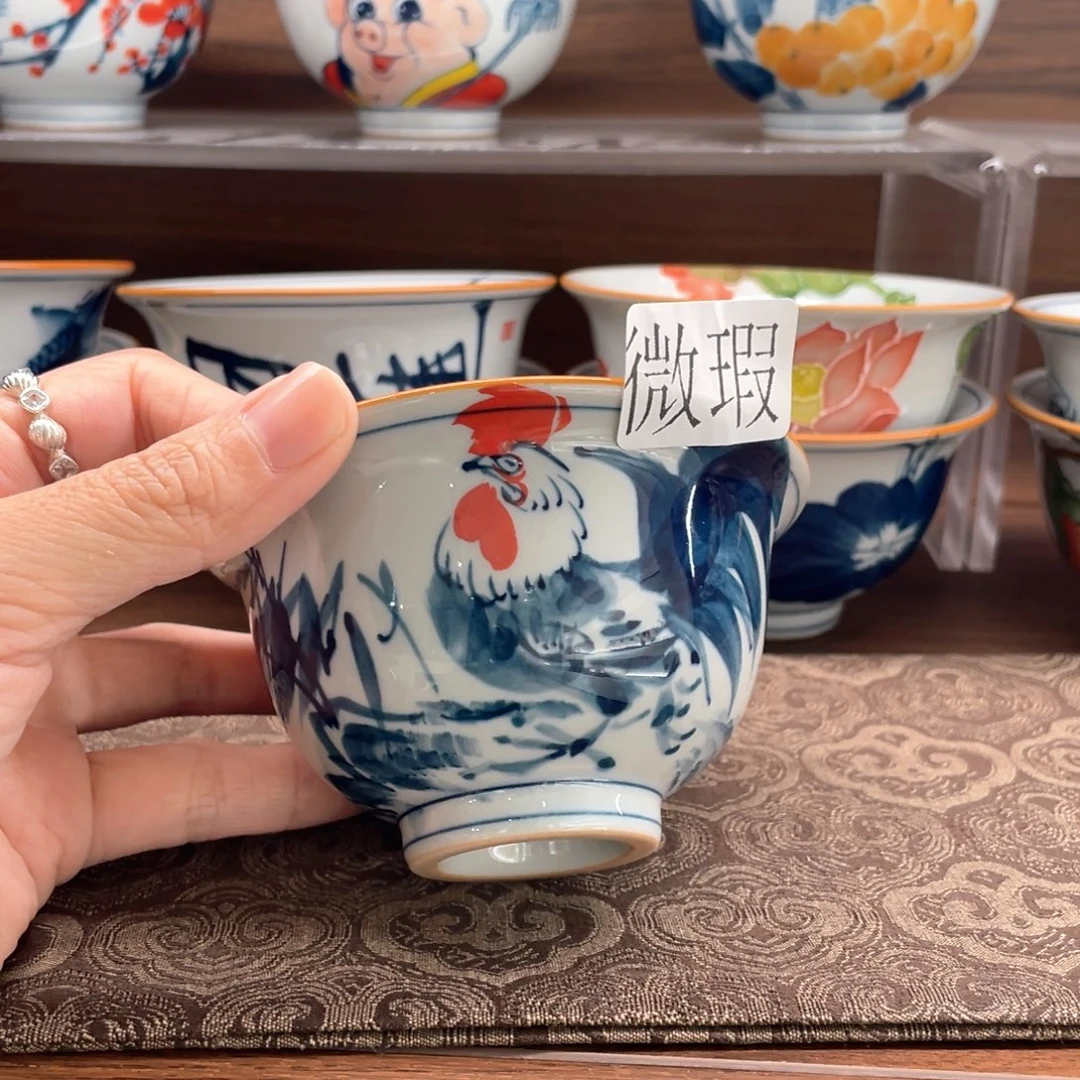 釉下手绘茶具微瑕