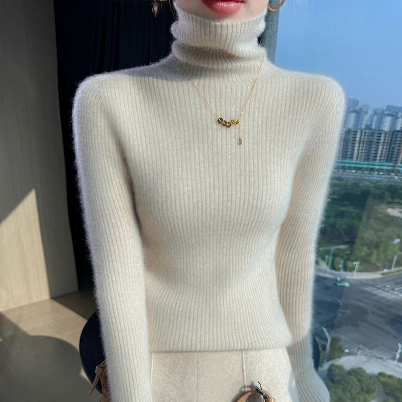 加厚修身羊毛衫女士打底衫抽条显瘦堆堆领百搭网红毛衣