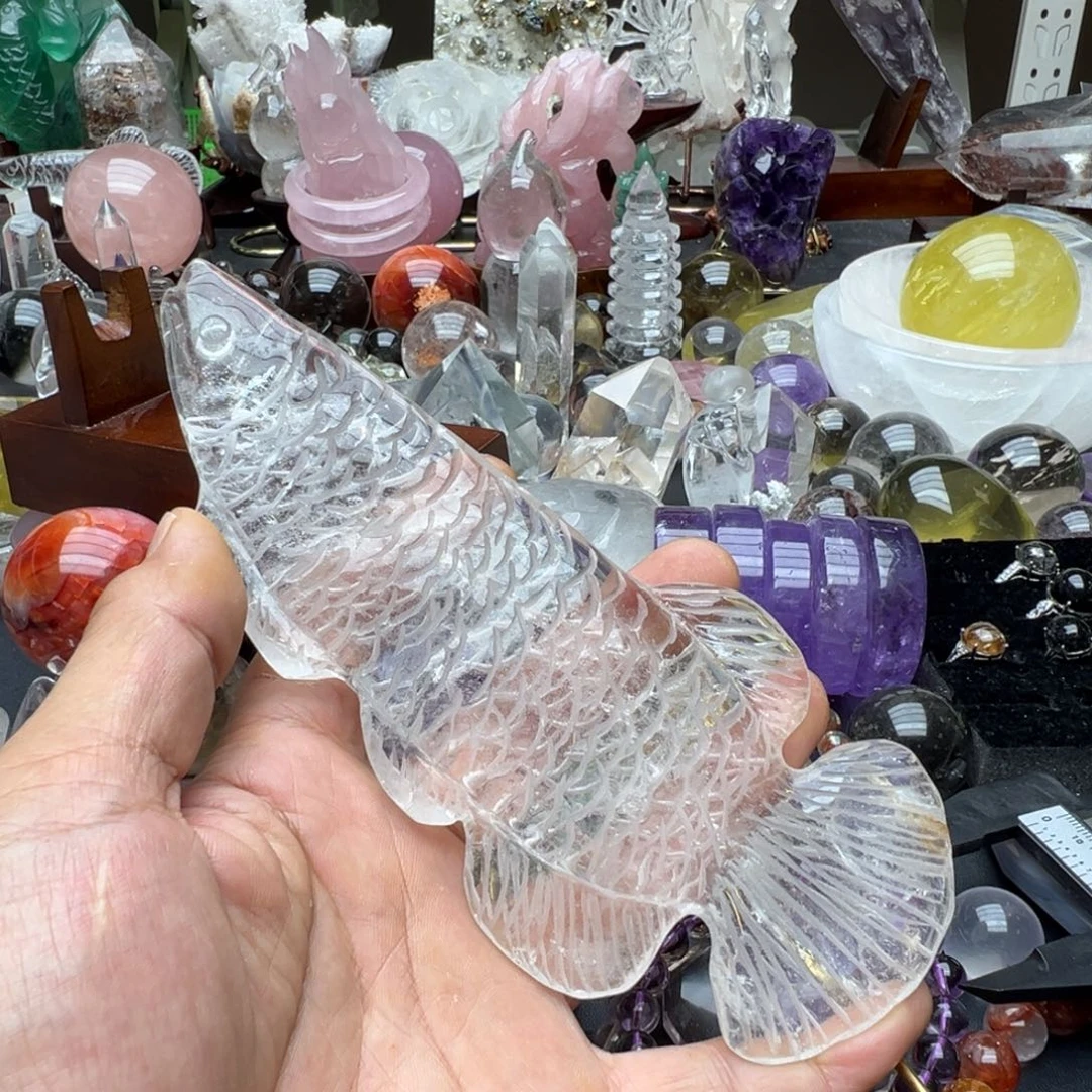 水晶珠宝半成品未镶嵌虫*水晶摆件鱼