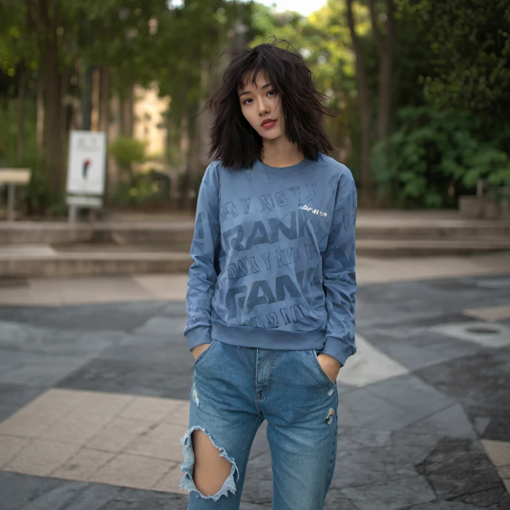 paul frank/大嘴猴情侣款休闲百搭简约圆领印花长袖卫衣1013