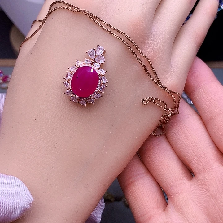 颈饰银S925镶嵌红宝石