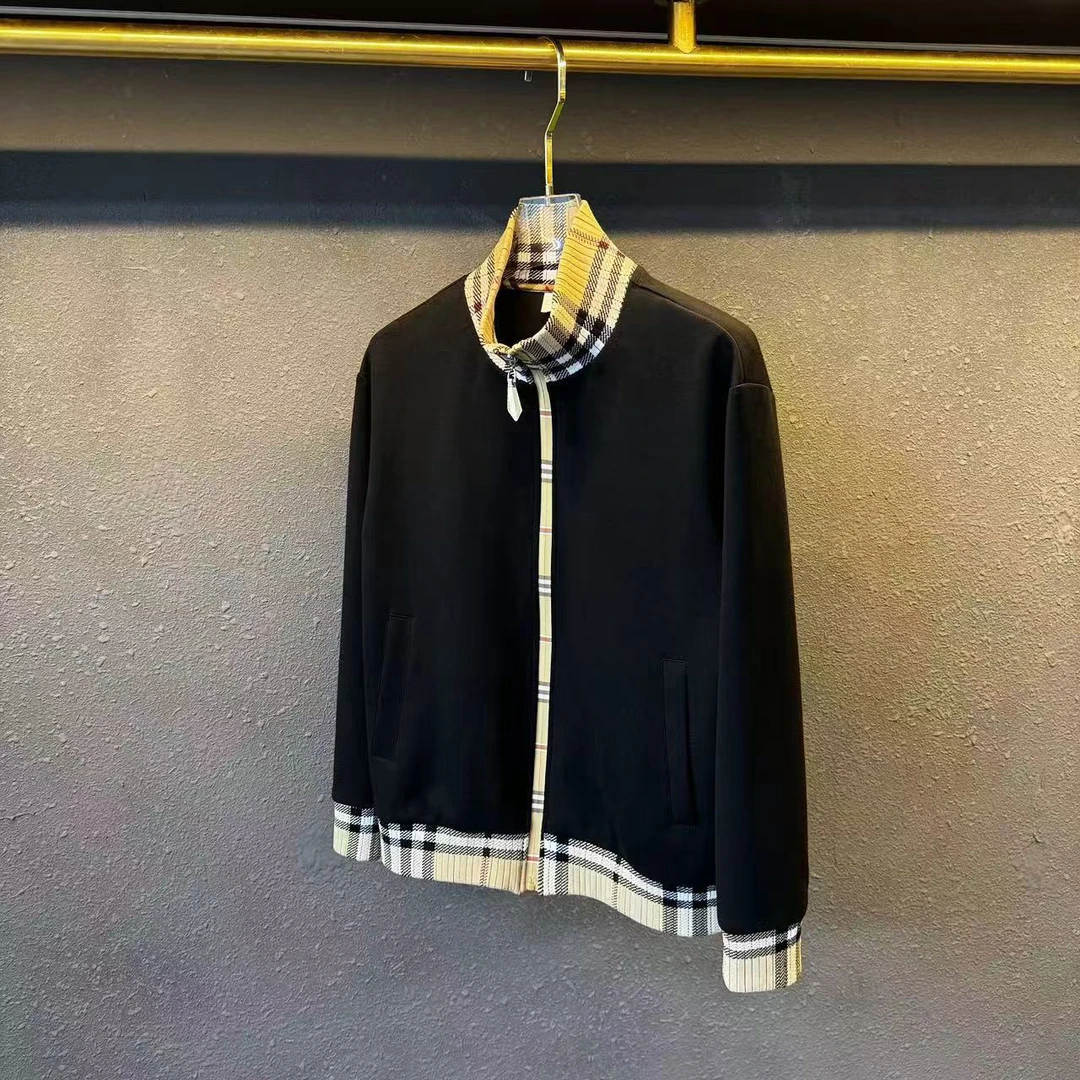 欧洲站秋冬新款男士外套罗纹拼接夹克上衣-8009