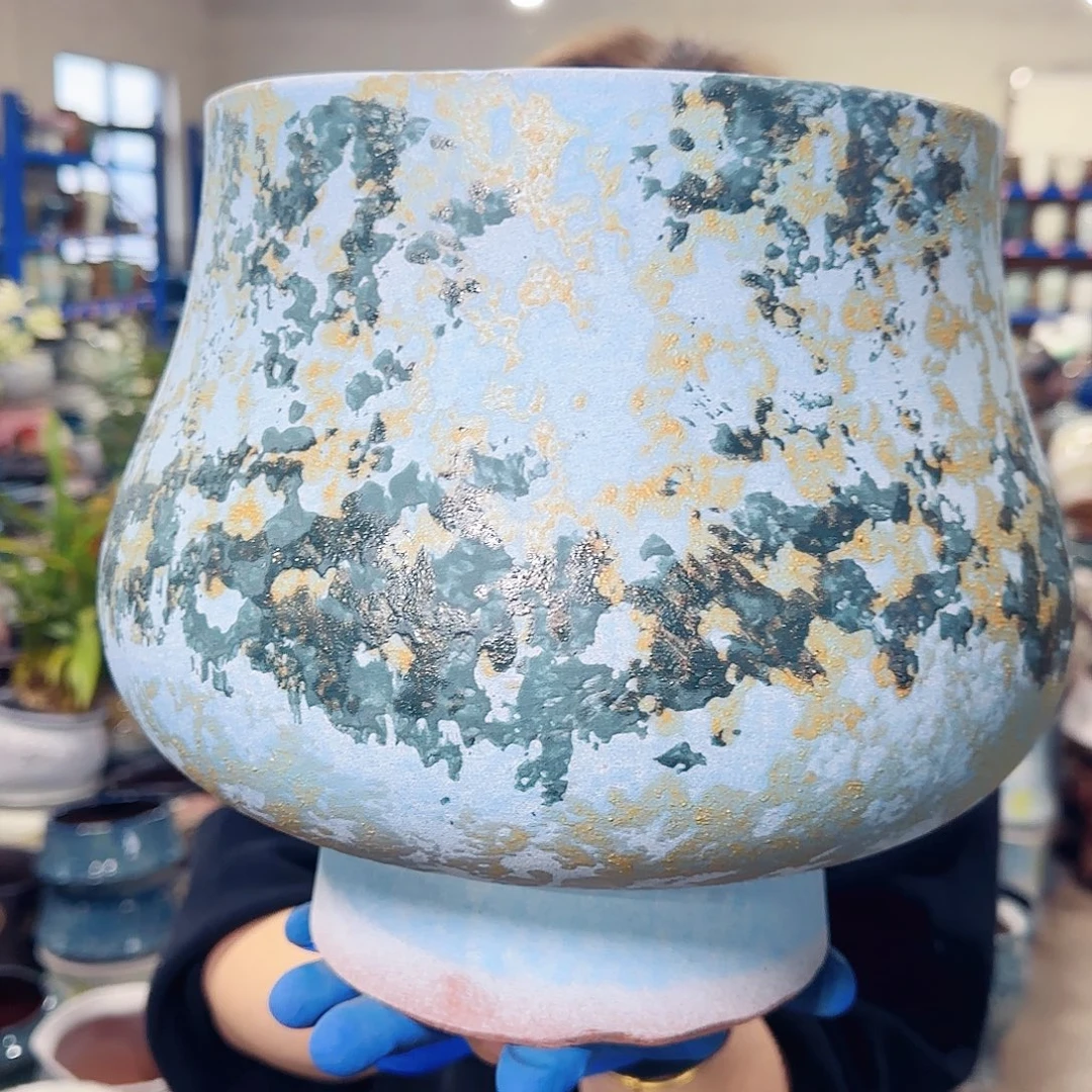 紫砂花盆高25口22