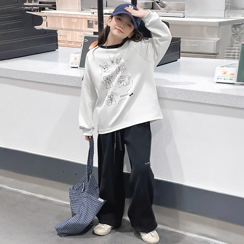 女童春秋款打底衫儿童韩版卡通印花长袖t恤中大童上衣潮MKC062