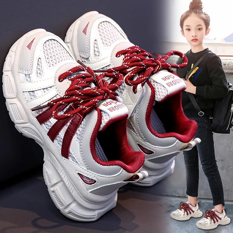 ABC女童鞋子2025春季新款儿童网面运动鞋大童软底老爹鞋女孩跑步