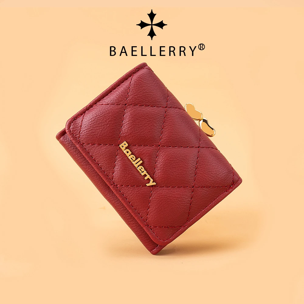 韩版钱包Baellerry多卡位钱夹新款三折绗缝女零钱包女士短款