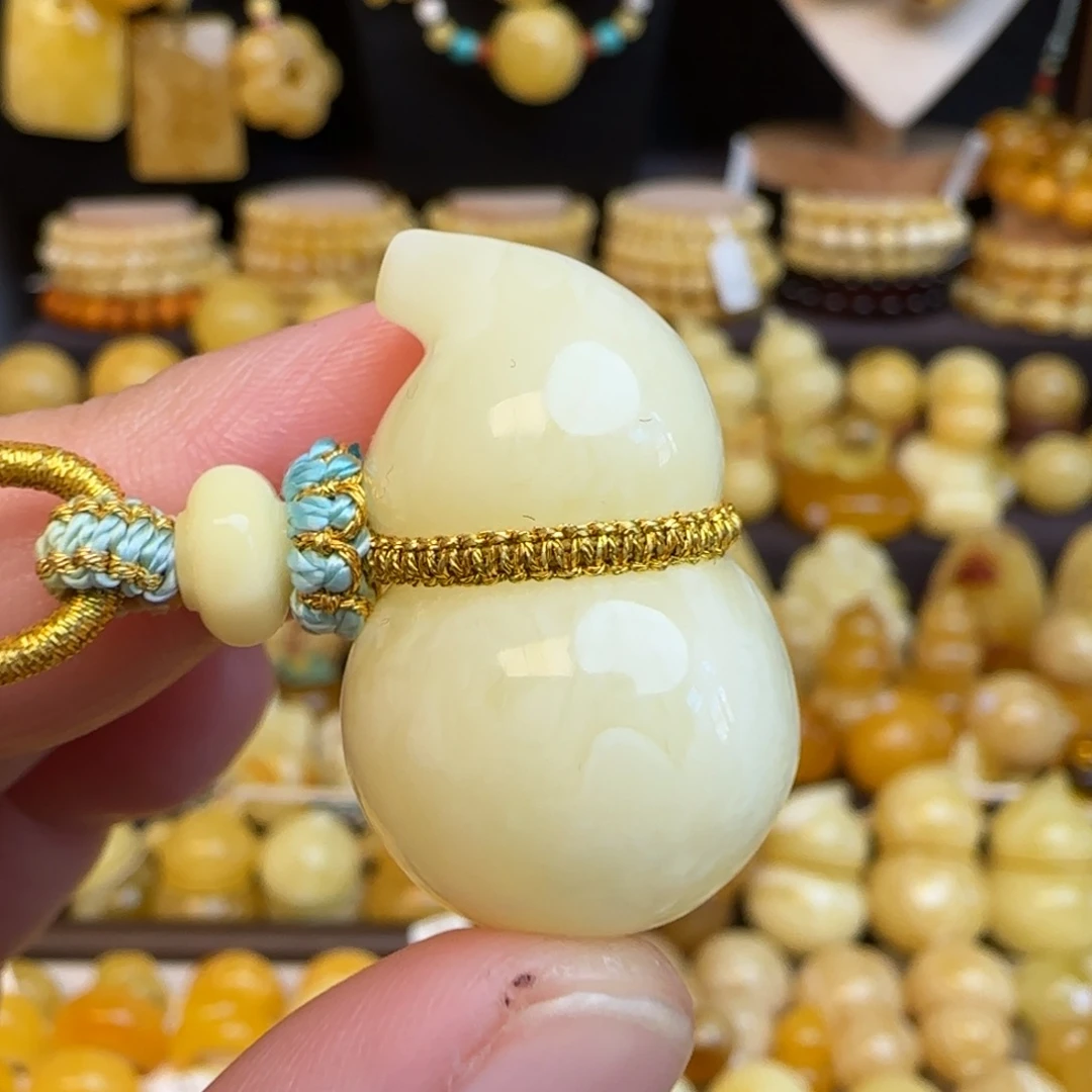 琥珀未镶嵌套链天然蜜蜡葫芦吊坠