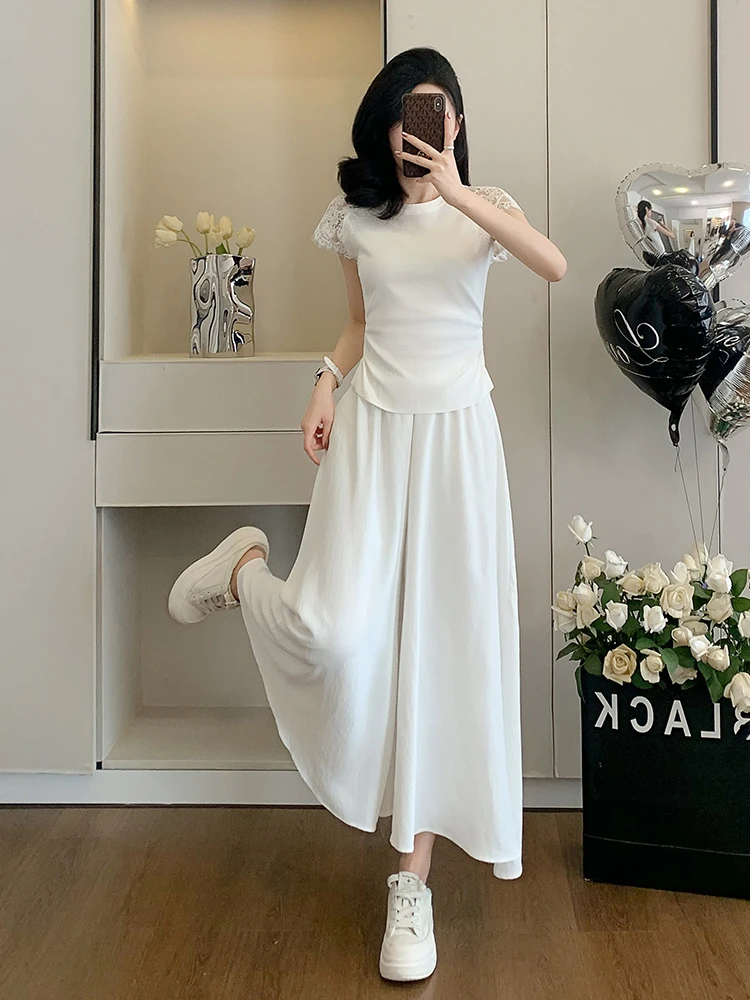 时尚套装运动风上衣法式休闲森系休闲风显瘦气质白色高腰夏季复古