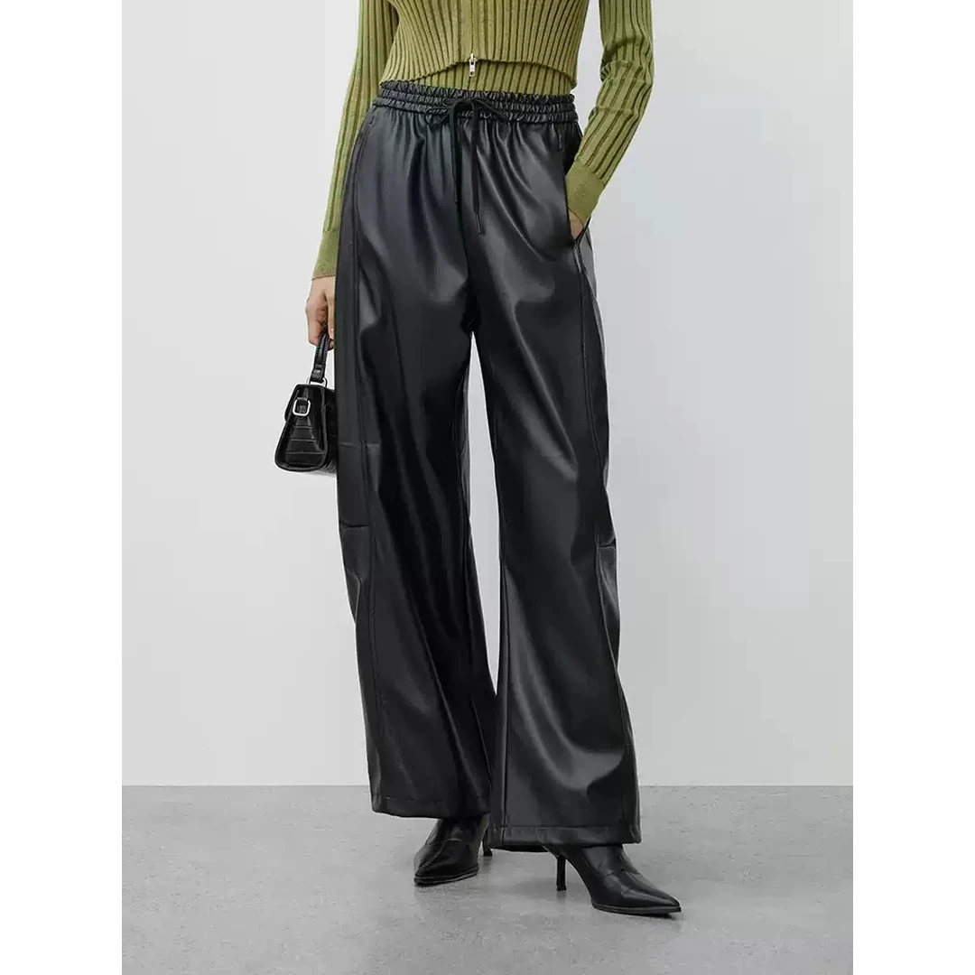 【Montendre】M 秋季新款 甜裤潮流设计感亮面抽绳束脚显瘦休闲长裤