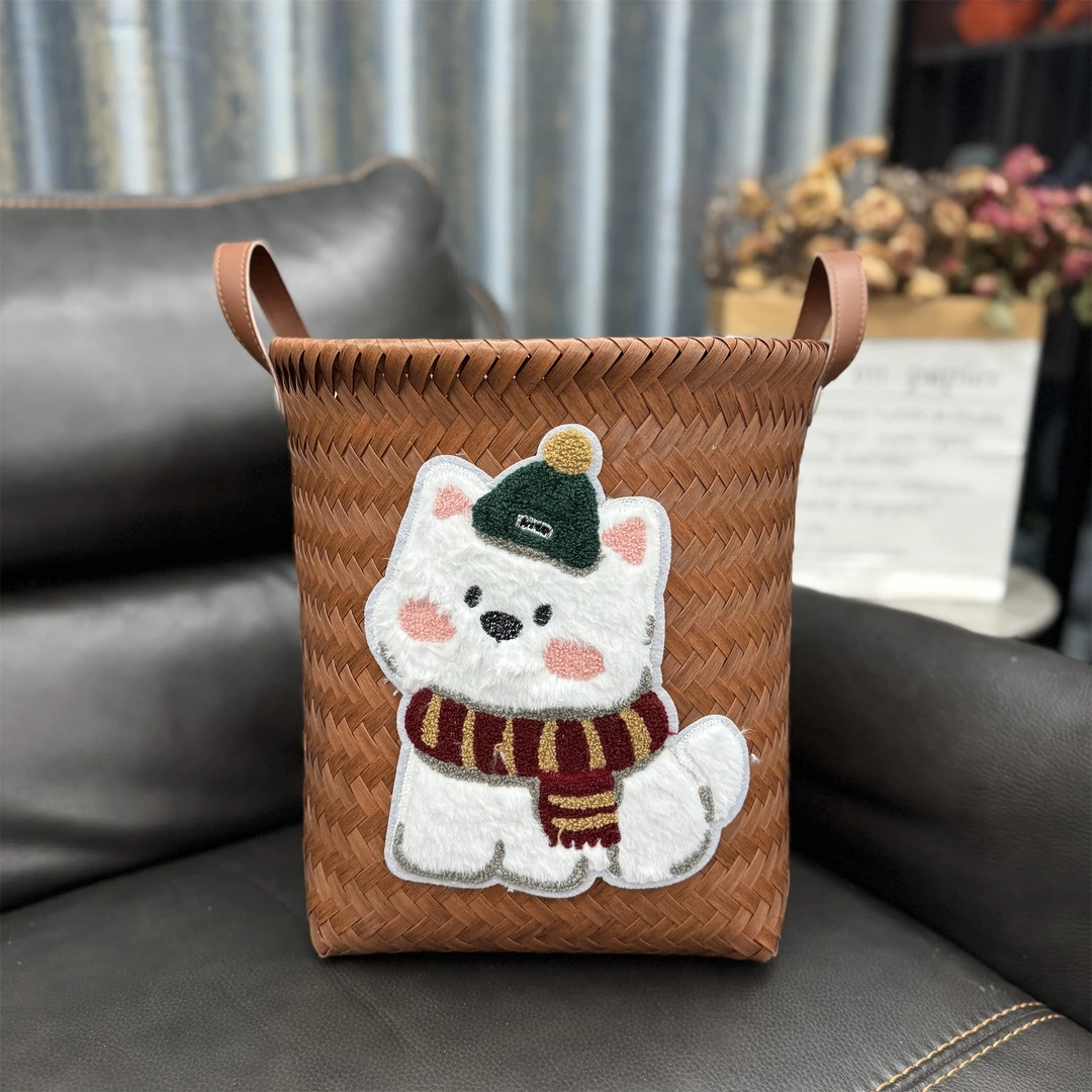 编织收纳筐仿藤编零食玩具轻奢收纳篮衣服收纳框