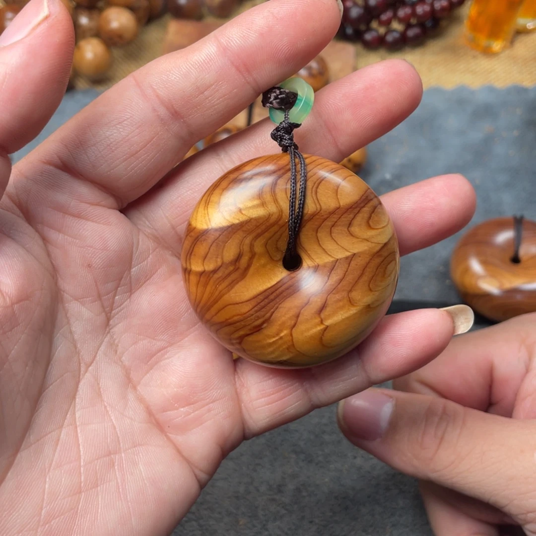 柏木（崖柏）无事牌3.0太行猫水波平安扣