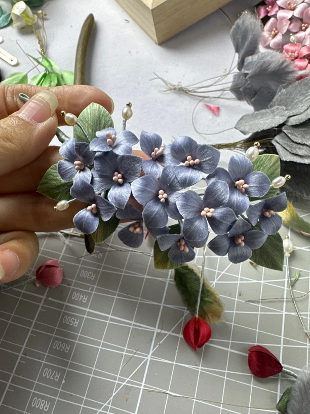 绣球  绒花发夹/发簪  可改色