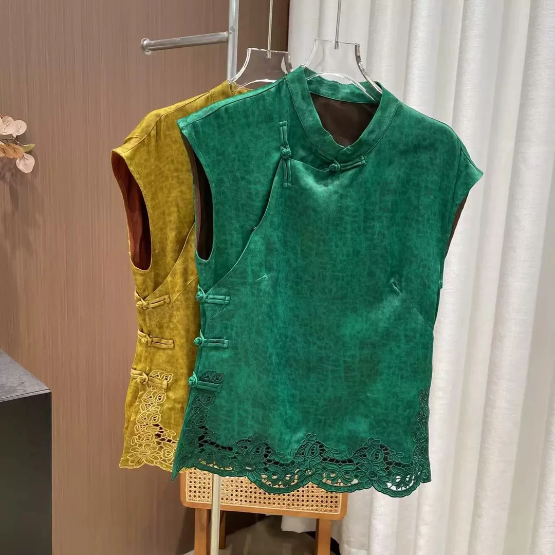 新中式国风重工刺绣龟纹香云纱优雅显瘦中款衬衫上衣