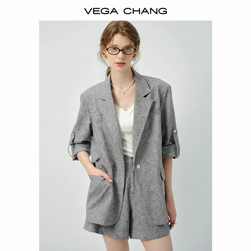VEGA CHANG时尚套装女2026年新款夏季休闲西装短裤两件套0116LW