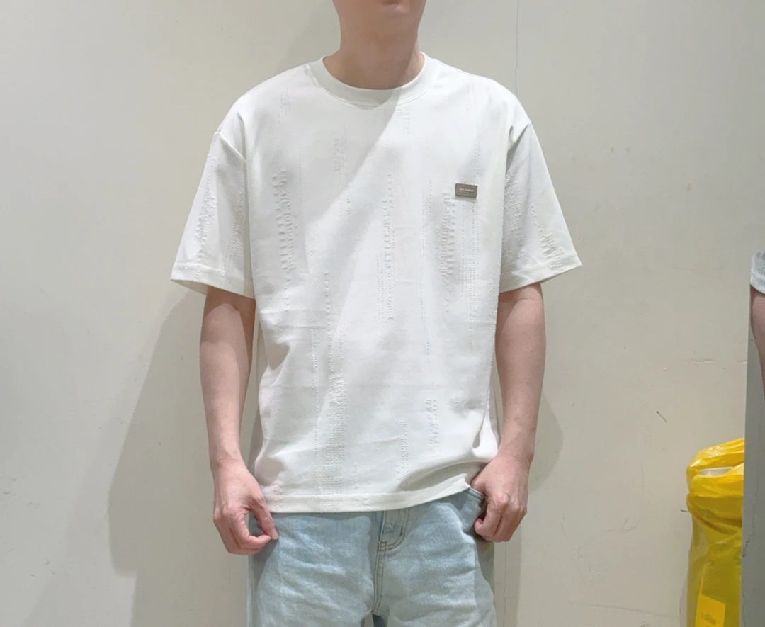 男士2025提花暗花短袖圆领ins夏季T恤上衣九头身2866