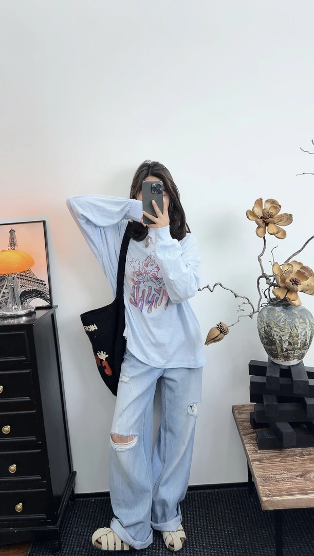 Yan Xi 妍希 no退换 破洞牛仔裤