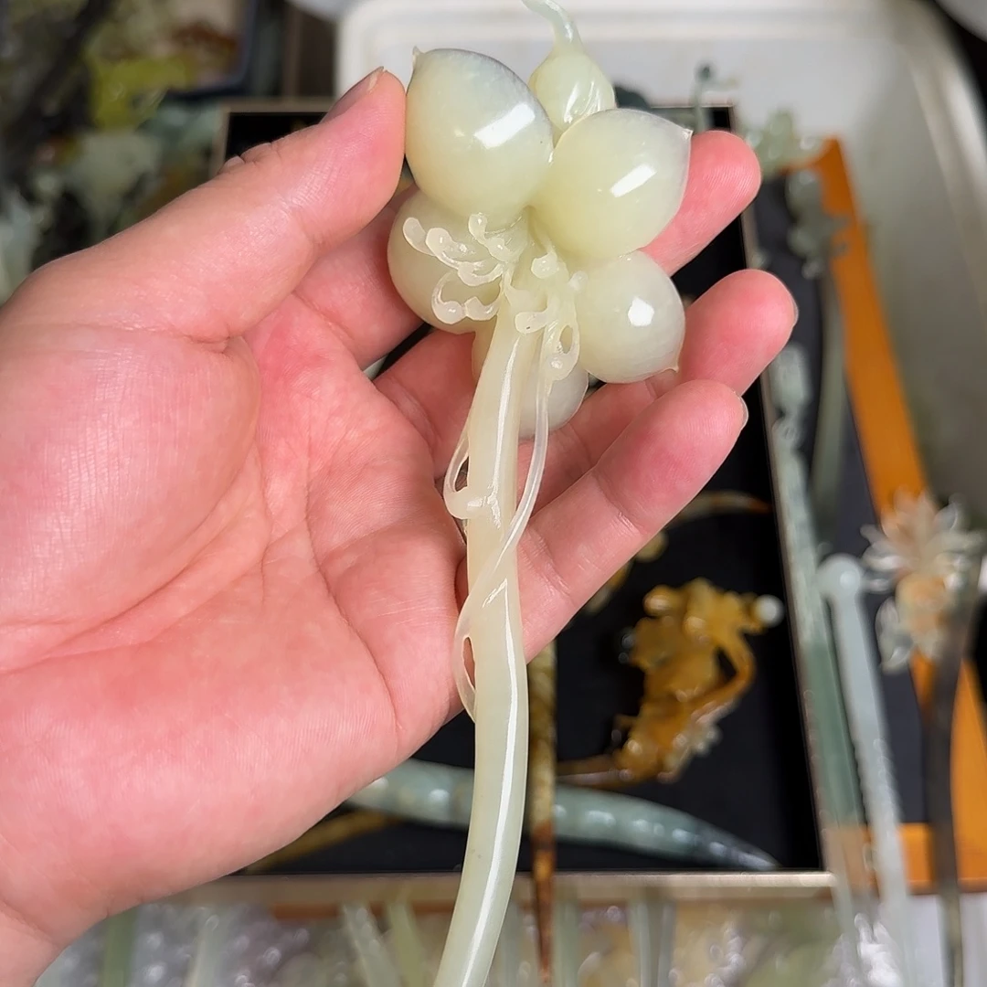 情***生蛇纹石玉未镶嵌发饰