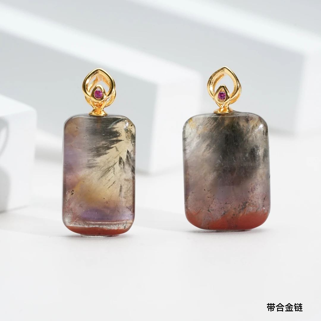 【小北珠宝】S925银极光水晶吊坠带合金链【多样性发一件】25-WL103X4