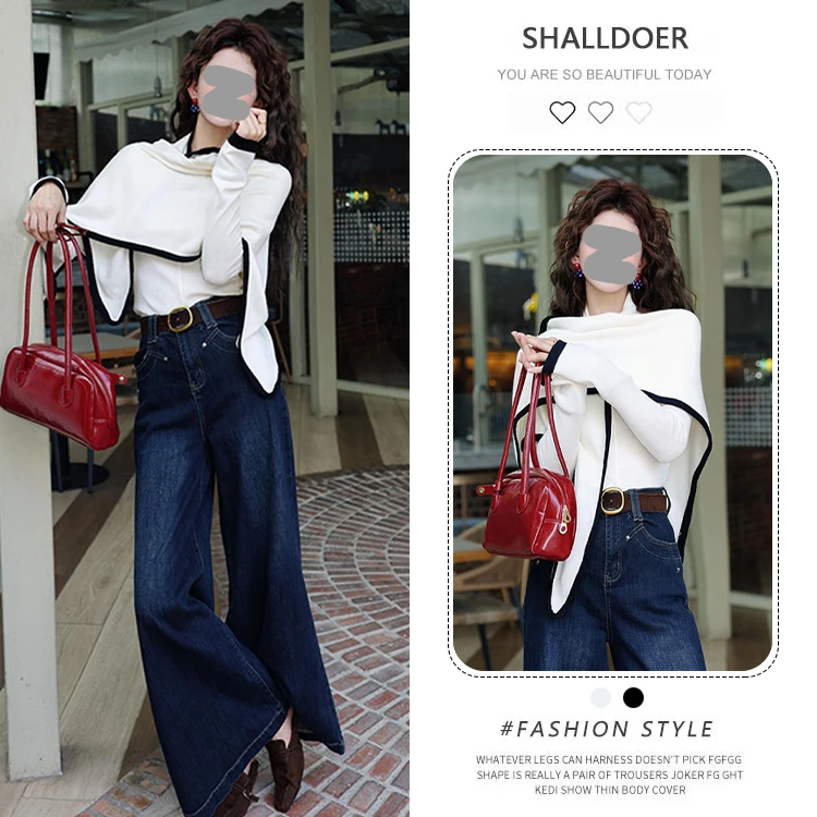 真两件三角披肩设计感针织衫女2026秋季新款韩版时尚休闲显瘦上衣