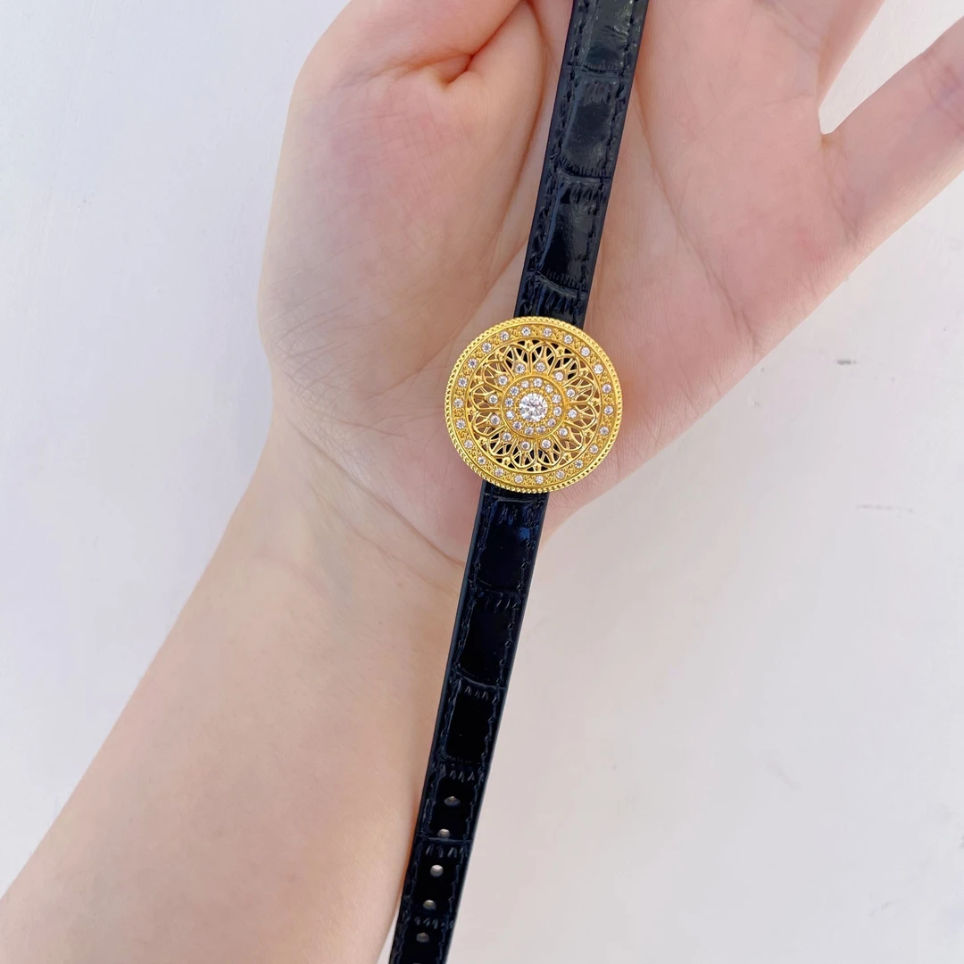 莫桑石“袅袅”足金罗盘手表牌