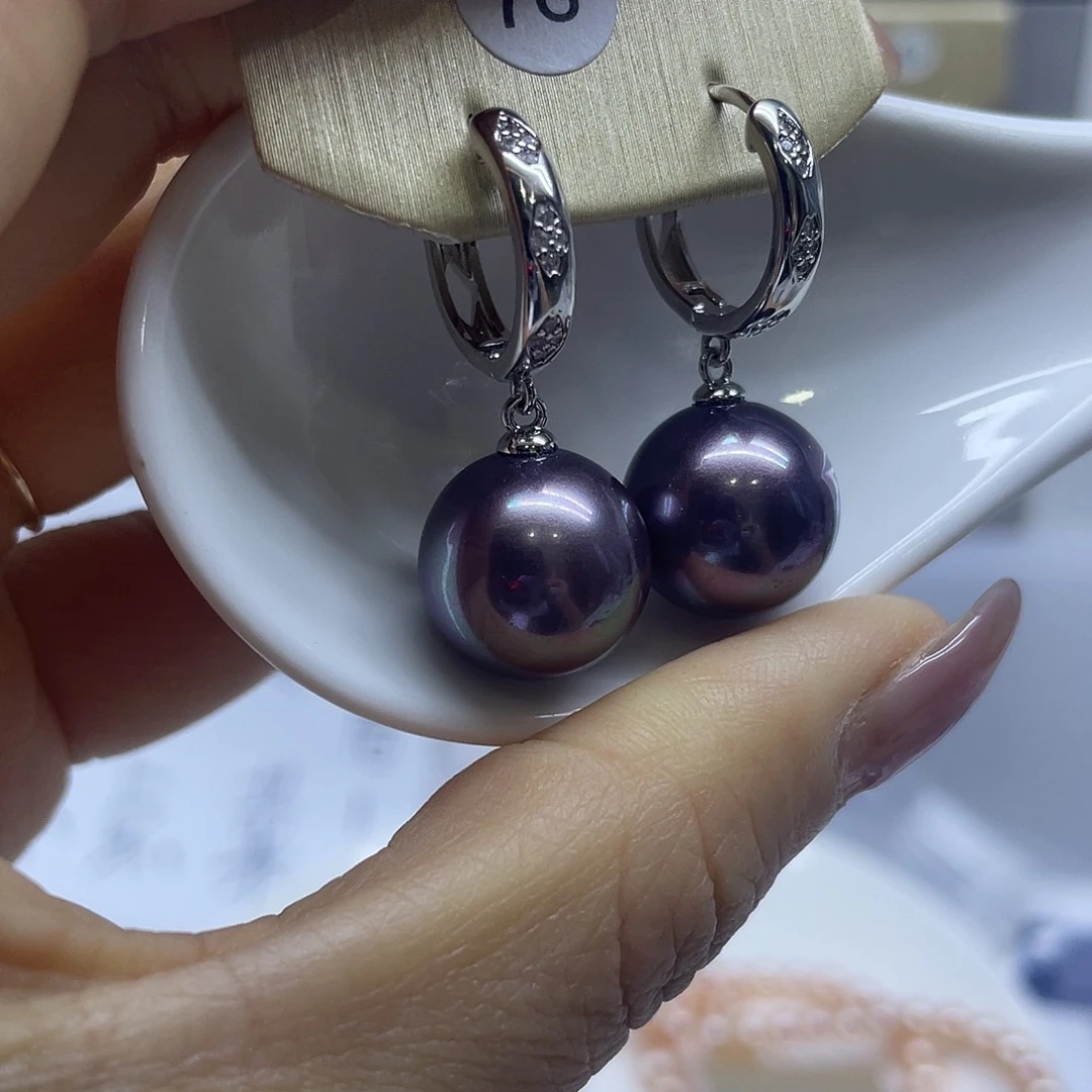 淡水珍珠耳饰银S925镶嵌