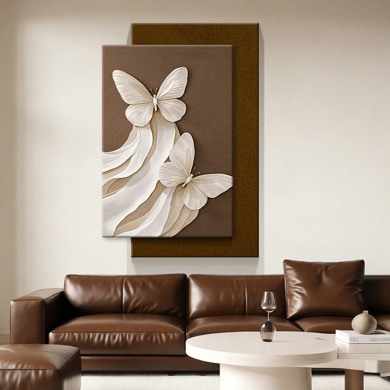 芙林达现代简约客厅装饰画高级感蝴蝶沙发背景墙壁画玄关砂岩壁画