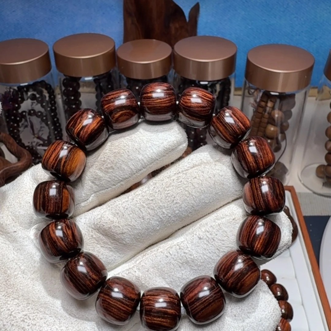 黄花梨/降香黄檀手串/手链海南黄花梨精工1314紫彩满纹大黑线