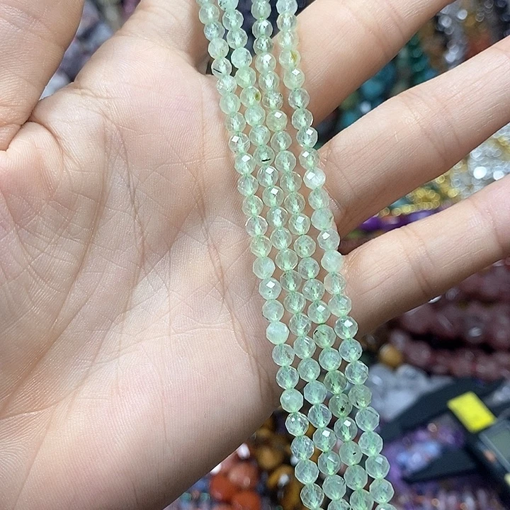 未镶嵌玛瑙/玉髓珠宝半成品炸：天然葡萄石切面卡4mm（2单飞）