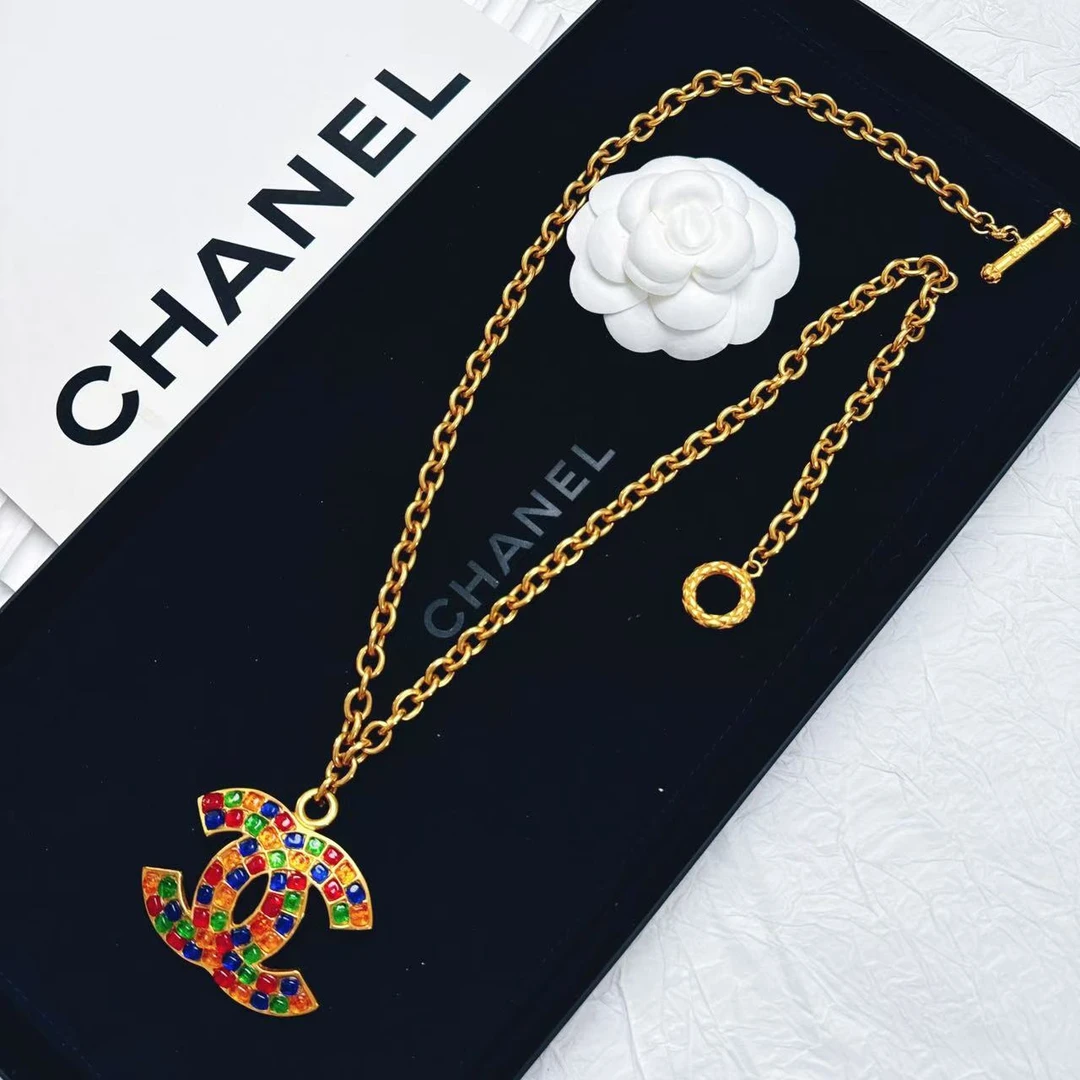 95新 Chanel/香奈儿 柚礼中古/香奈儿马赛克双C项链HZ503023