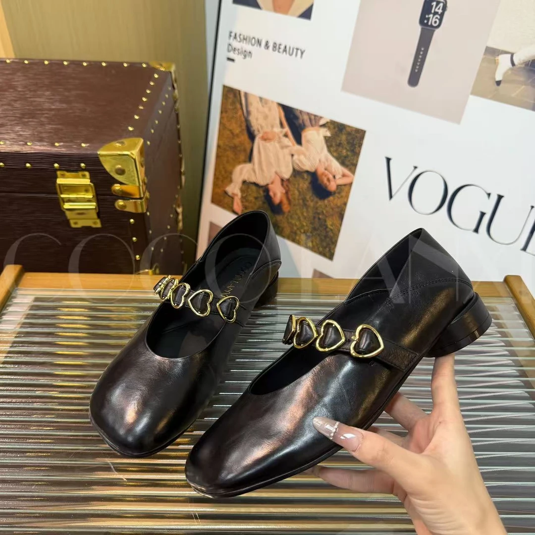 【若希】优雅气质真皮软底女士方头低跟气质小单鞋25DX394LX