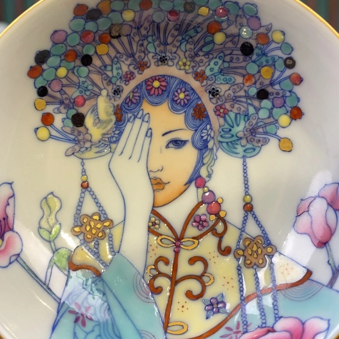柴窑斗彩花旦普洱杯
