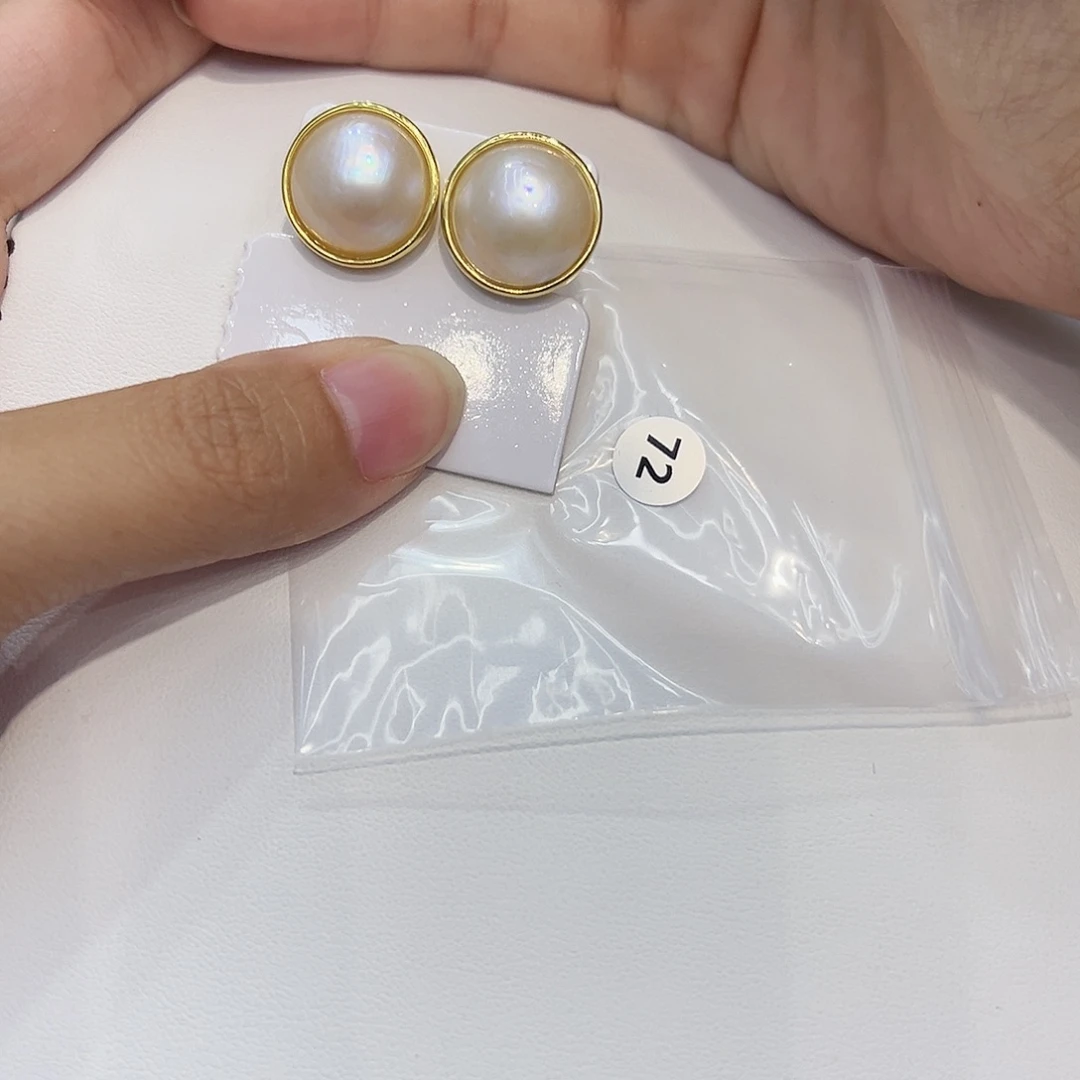 耳饰拼合珍珠（马贝珠）银S925镶嵌