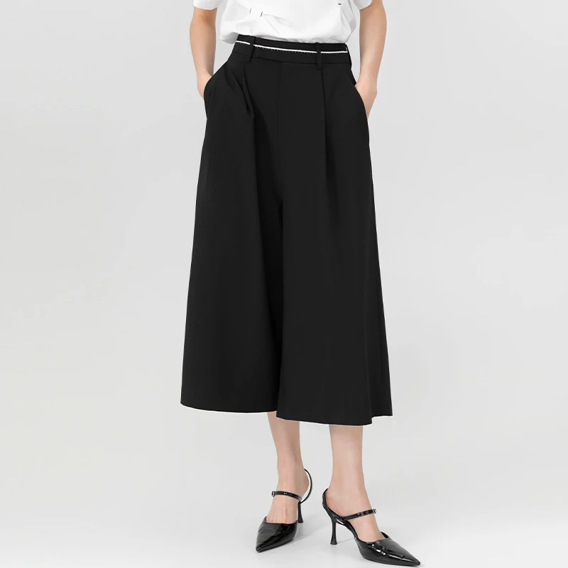 大摆宽松阔腿七分裤小个子夏季百搭休闲裤162R6125
