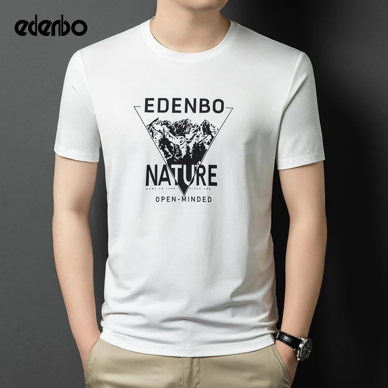 爱登堡短袖T恤男士25新款夏季时尚百搭圆领休闲印花半袖体恤衫潮