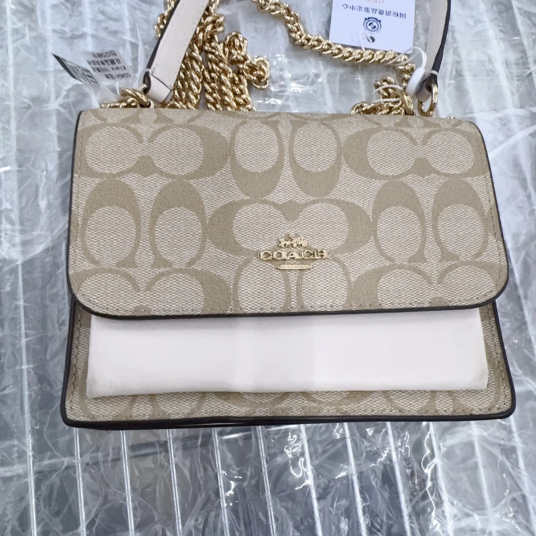 95新 COACH/蔻驰 奶茶老花klare18单肩包c258878