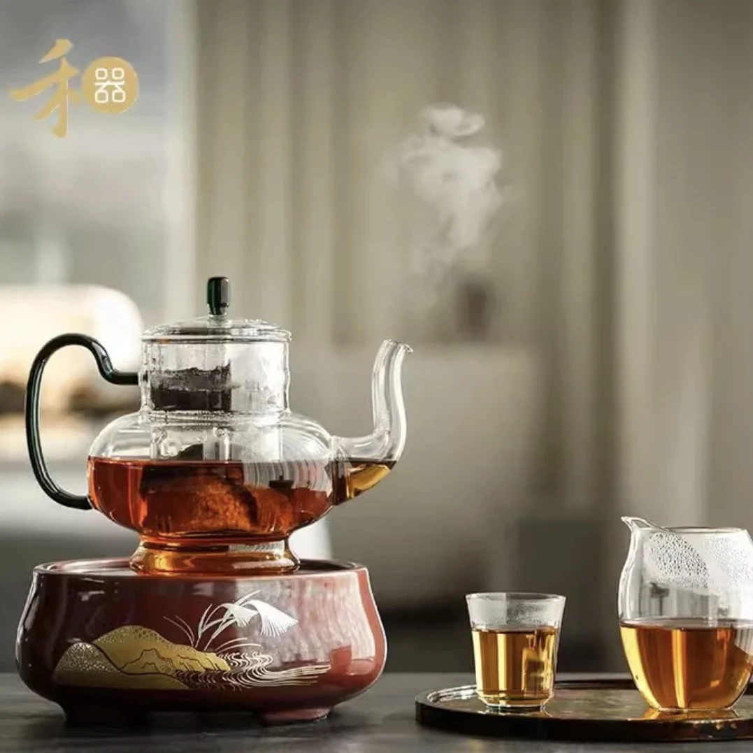 禾器 宫灯壶煮茶壶玻璃煮茶器电陶炉陈皮专用蒸煮两用茶壶
