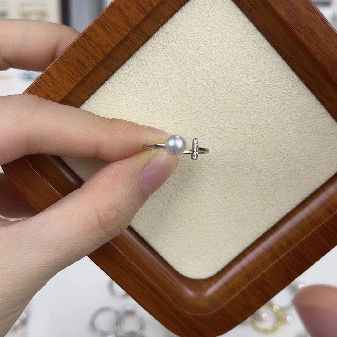 银S925镶嵌戒指海水珍珠