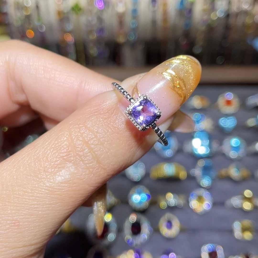 紫晶戒指银S925镶嵌4567