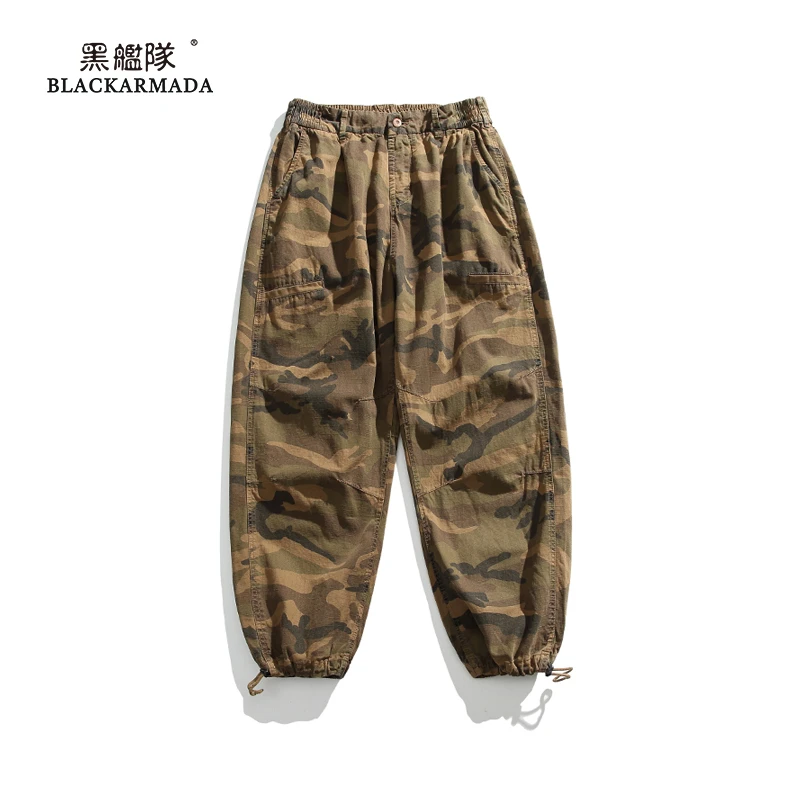黑舰队复古水洗潮流工装裤纯棉多袋宽松百搭直筒休闲长裤LK1201