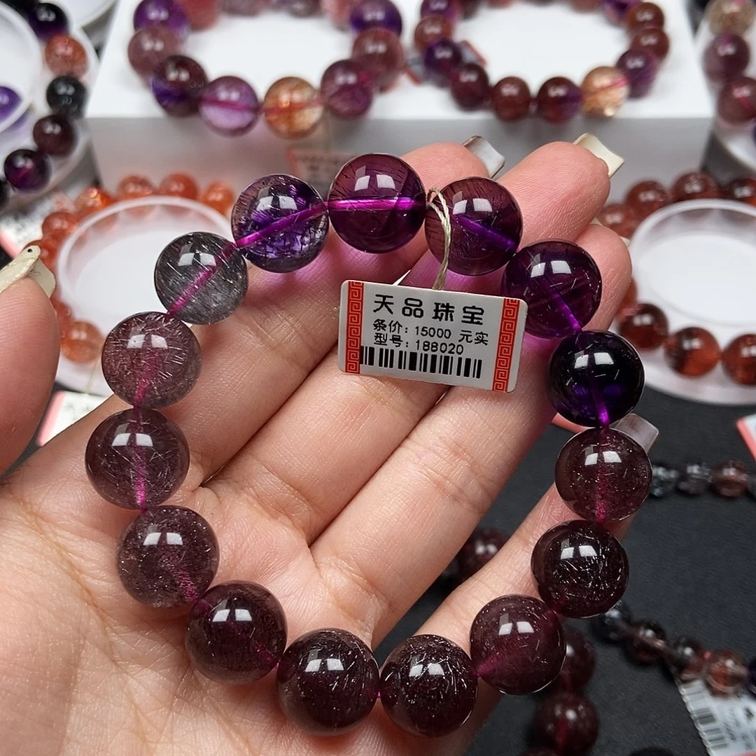 ****煊未镶嵌手链水晶紫红烟花188020