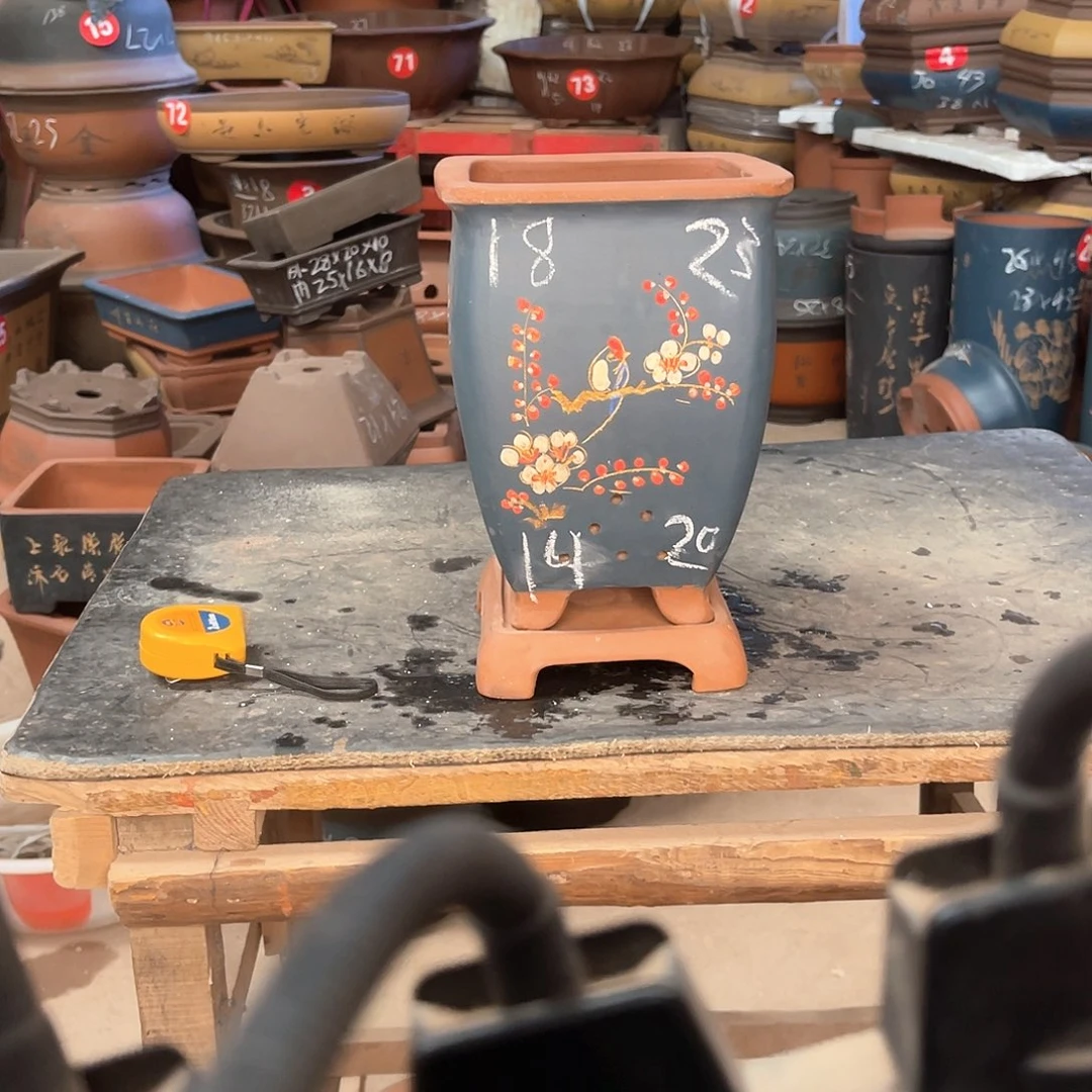 紫砂花盆高四方盆一个