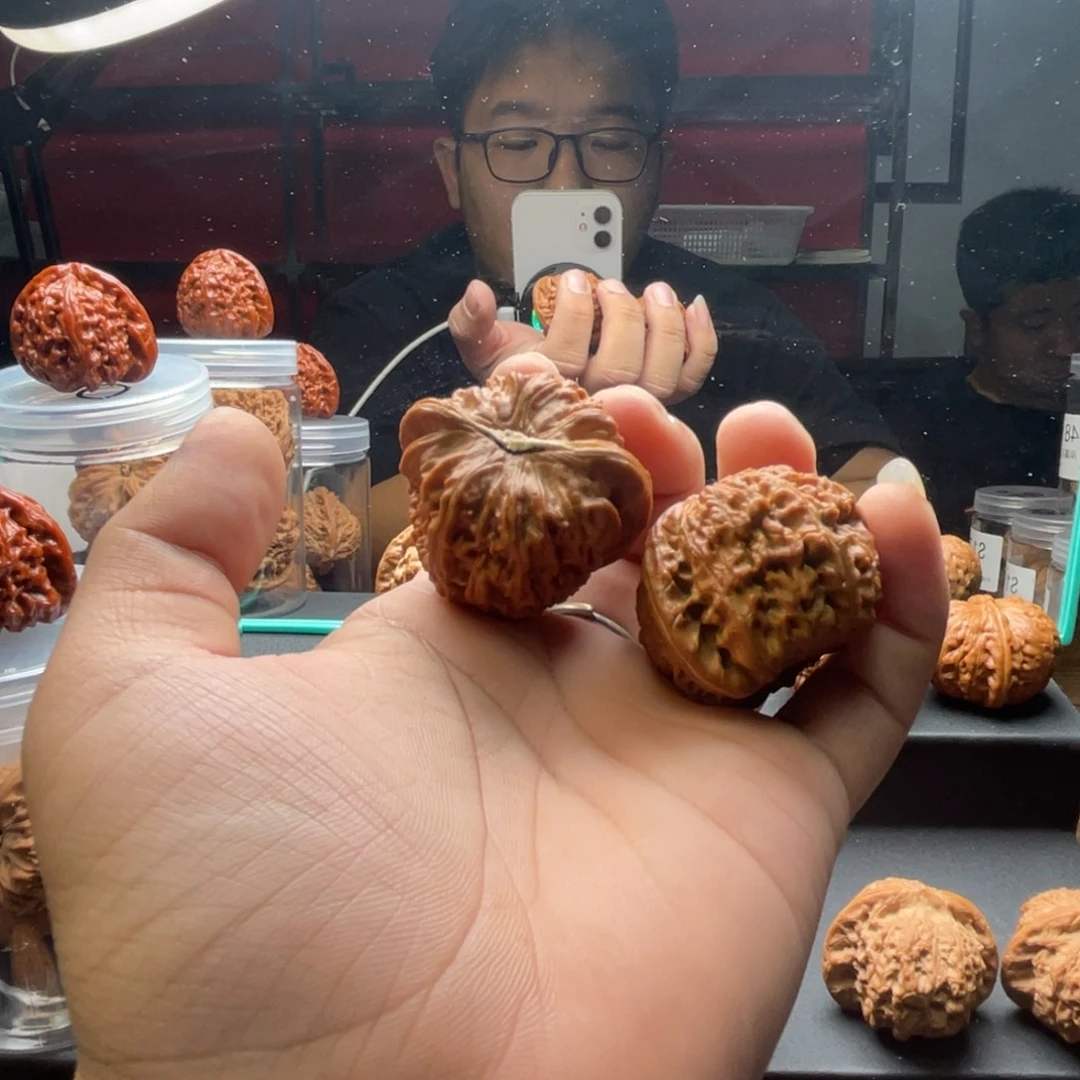 行***走文玩核桃吊坠白狮子43尺